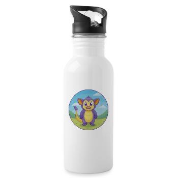 Aye Aye Niedliche Kawaii Cartoon Clipart Tier Haustier - Trinkflasche mit integriertem Trinkhalm - Weiß - Rechts
