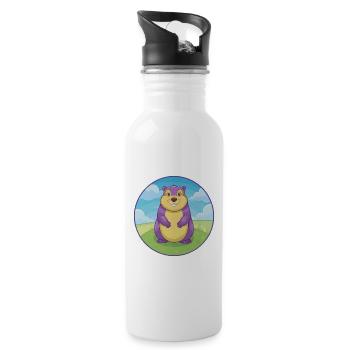 Murmeltier Niedliche Kawaii Cartoon Clipart Tier Haustier - Trinkflasche mit integriertem Trinkhalm - Weiß - Rechts