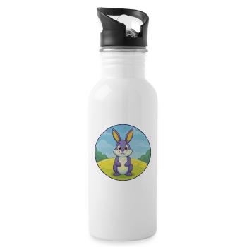 Lapin Mignon Kawaii Dessin animé Clipart Animal de compagnie - Gourde avec paille intégrée - blanc - Droite