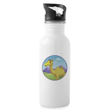 Camel Cute Kawaii Cartoon Clipart Animal Pet - Water bottle with straw - white - Right