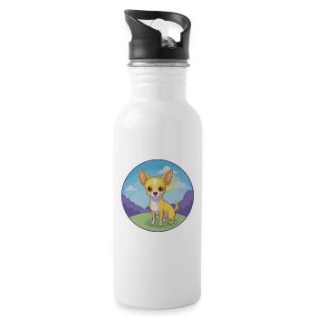 Chihuahua Dog Cute Kawaii Cartoon Clipart Animal - Water bottle with straw - white - Right