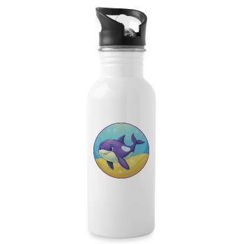 Orca Cute Kawaii Cartoon Clipart Animal Pet - Water bottle with straw - white - Right