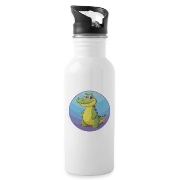 Crocodile Mignon Kawaii Dessin animé Clipart Animal de compagnie - Gourde avec paille intégrée - blanc - Droite