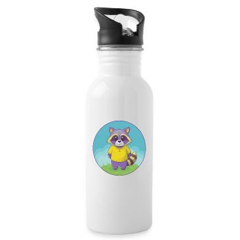 raton laveur mignon kawaii dessin animé clipart animal de compagnie - Gourde avec paille intégrée - blanc - Droite