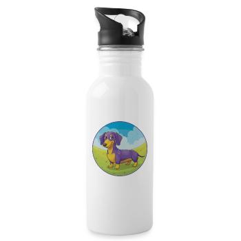 Dachshund Dog Cute Kawaii Cartoon Clipart Animal - Water bottle with straw - white - Right