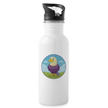 Adler Niedlich Kawaii Cartoon Clipart Tier Haustier - Trinkflasche mit integriertem Trinkhalm - Weiß - Rechts