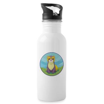 Frettchen Niedlich Kawaii Cartoon Clipart Tier Haustier - Trinkflasche mit integriertem Trinkhalm - Weiß - Rechts