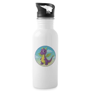 Drache Niedlich Kawaii Cartoon Clipart Tier Haustier - Trinkflasche mit integriertem Trinkhalm - Weiß - Rechts