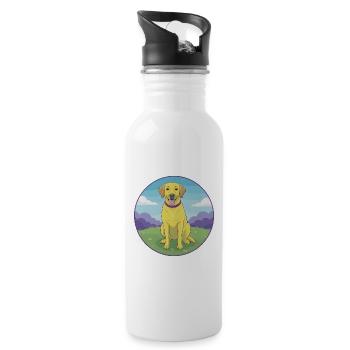 Labrador retriever chien mignon Kawaii dessin animé Animal - Gourde avec paille intégrée - blanc - Droite