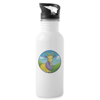 Ziege Niedlich Kawaii Cartoon Clipart Tier Haustier - Trinkflasche mit integriertem Trinkhalm - Weiß - Rechts
