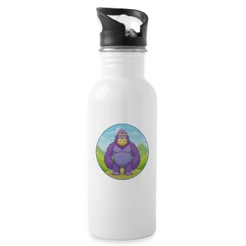 Gorilla Cute Kawaii Cartoon Clipart Animal Pet - Water bottle with straw - white - Right