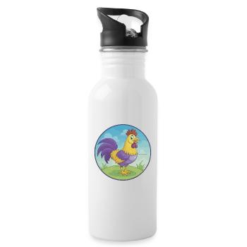 Coq mignon Kawaii dessin animé Clipart Animal de compagnie - Gourde avec paille intégrée - blanc - Droite