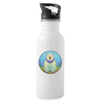 ours polaire mignon kawaii dessin animé clipart animal de compagnie - Gourde avec paille intégrée - blanc - Droite