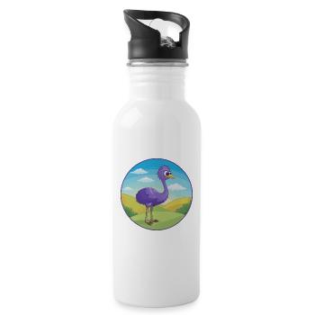 Emu mignon Kawaii dessin animé Clipart Animal de compagnie - Gourde avec paille intégrée - blanc - Droite