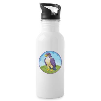 Falcon Cute Kawaii Cartoon Clipart Animal Pet - Water bottle with straw - white - Right