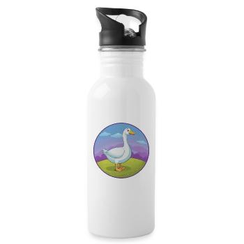 Goose Cute Kawaii Cartoon Clipart Animal Pet - Water bottle with straw - white - Right