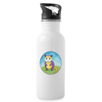 Opossum mignon Kawaii dessin animé Clipart Animal de compagnie - Gourde avec paille intégrée - blanc - Droite