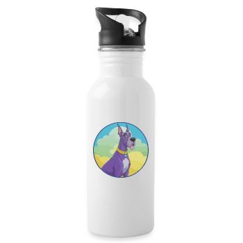 Deutsche Dogge Hund Niedlich Kawaii Cartoon Clipart Tier - Trinkflasche mit integriertem Trinkhalm - Weiß - Rechts
