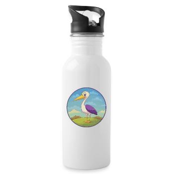 Storch Niedlich Kawaii Cartoon Clipart Tier Haustier - Trinkflasche mit integriertem Trinkhalm - Weiß - Rechts