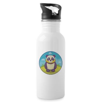Panda Niedlich Kawaii Cartoon Clipart Tier Haustier - Trinkflasche mit integriertem Trinkhalm - Weiß - Rechts