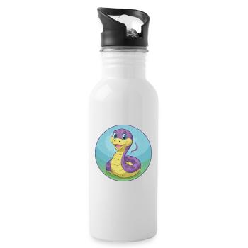 Serpent Mignon Kawaii Dessin animé Clipart Animal Animal de compagnie - Gourde avec paille intégrée - blanc - Droite