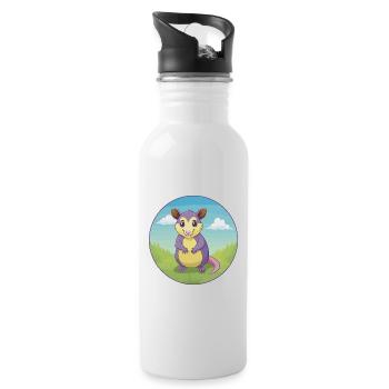 opossum mignon kawaii dessin animé clipart animal de compagnie - Gourde avec paille intégrée - blanc - Droite