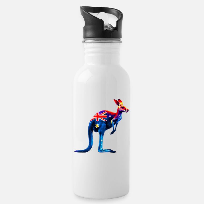 Känguru - Trinkflasche mit integriertem Trinkhalm - Weiß