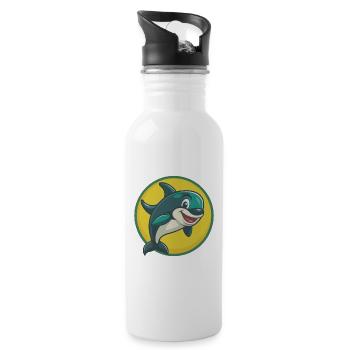 Orca Cute Kawaii Cartoon Clipart Pet Animal - Water bottle with straw - white - Right