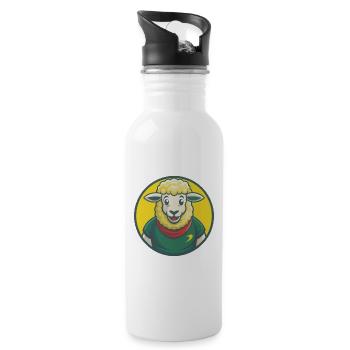 Sheep Cute Kawaii Cartoon Clipart Pet Animal - Water bottle with straw - white - Right