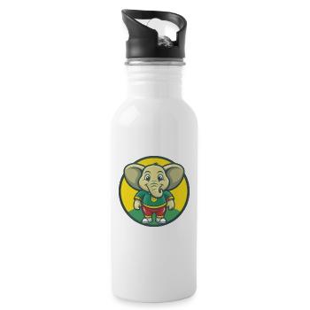 Elefant Niedlich Kawaii Cartoon Clipart Haustier Tier - Trinkflasche mit integriertem Trinkhalm - Weiß - Rechts