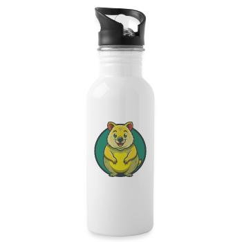 Quokka mignon kawaii dessin animé Clipart animal de compagnie - Gourde avec paille intégrée - blanc - Droite