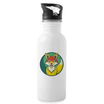 Fuchs süße Kawaii Cartoon Clipart Haustier Tier - Trinkflasche mit integriertem Trinkhalm - Weiß - Rechts