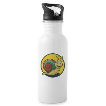 Snail Cute Kawaii Cartoon Clipart Pet Animal - Water bottle with straw - white - Right