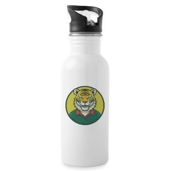 tigre mignon kawaii dessin animé clipart animal de compagnie - Gourde avec paille intégrée - blanc - Droite