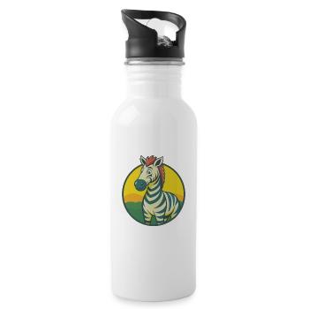 Zebra Cute Kawaii Cartoon Clipart Pet Animal - Water bottle with straw - white - Right