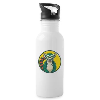 Lemur Cute Kawaii Cartoon Clipart Pet Animal - Water bottle with straw - white - Right