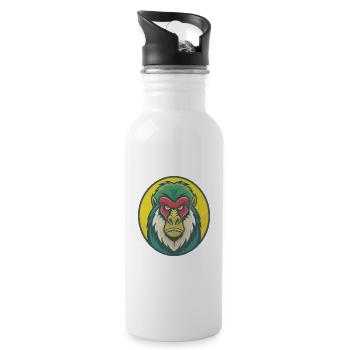Mandrill Cute Kawaii Cartoon Clipart Pet Animal - Water bottle with straw - white - Right