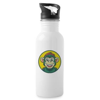 Monkey Cute Kawaii Cartoon Clipart Pet Animal - Water bottle with straw - white - Right