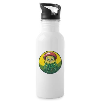 Méduse mignon Kawaii dessin animé Clipart Animal de compagnie - Gourde avec paille intégrée - blanc - Droite