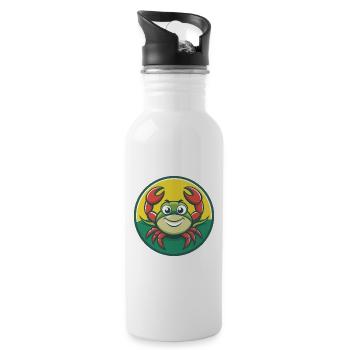Crab Cute Kawaii Cartoon Clipart Pet Animal - Water bottle with straw - white - Right