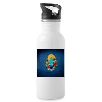 Stylisches Surfbrett - Trinkflasche mit integriertem Trinkhalm - Weiß - Rechts