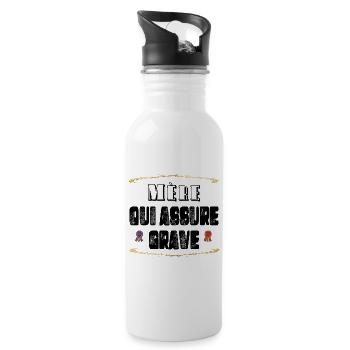 Mère Qui Assure Grave - Gourde avec paille intégrée - blanc - Droite