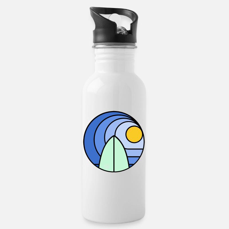 Surf Sundowner I (black) - Trinkflasche mit integriertem Trinkhalm - Weiß