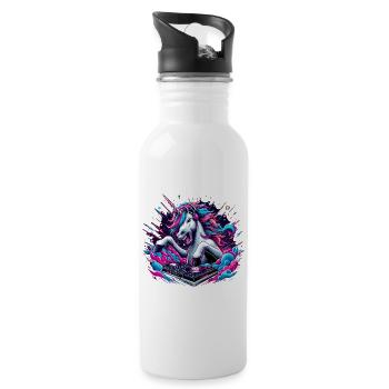 Unicorn DJ Music Play Gift - Water bottle with straw - white - Right