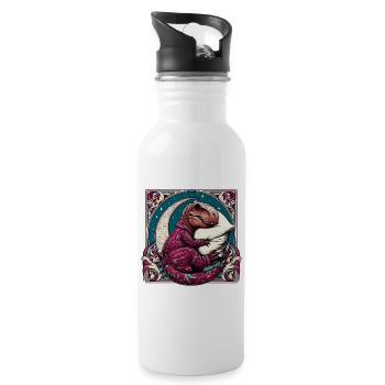T-Rex Sleeping Hobby Cadeau - Gourde avec paille intégrée - blanc - Droite
