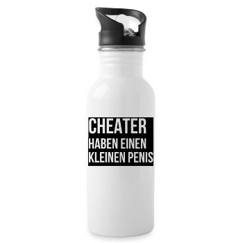 Cheaters Have A Small Penis T-Shirt - Water bottle with straw - white - Right