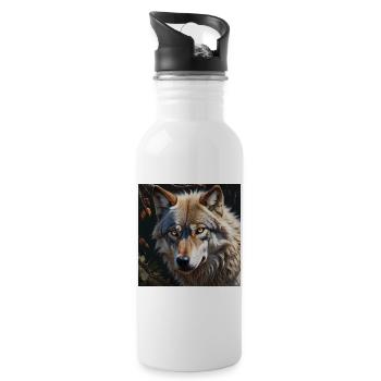 Wolf - Trinkflasche mit integriertem Trinkhalm - Weiß - Rechts