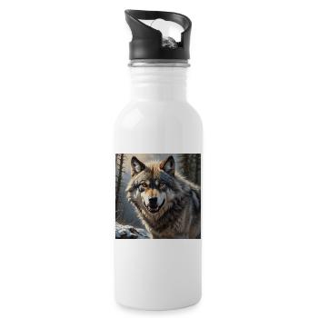 Wolf - Trinkflasche mit integriertem Trinkhalm - Weiß - Rechts