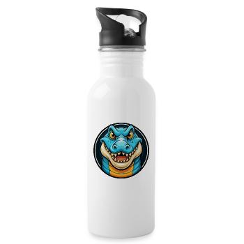 Alligator Colorful Kawaii Cartoon Character Animal - Water bottle with straw - white - Right