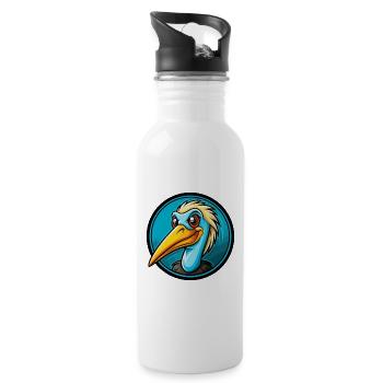 Storch Bunte Kawaii Cartoon Figur Clipart - Trinkflasche mit integriertem Trinkhalm - Weiß - Rechts